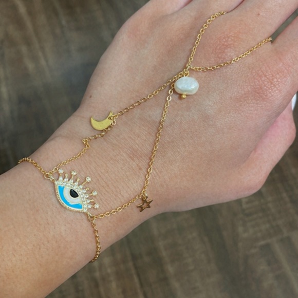 Gold Evil Eye bracelet hand chain